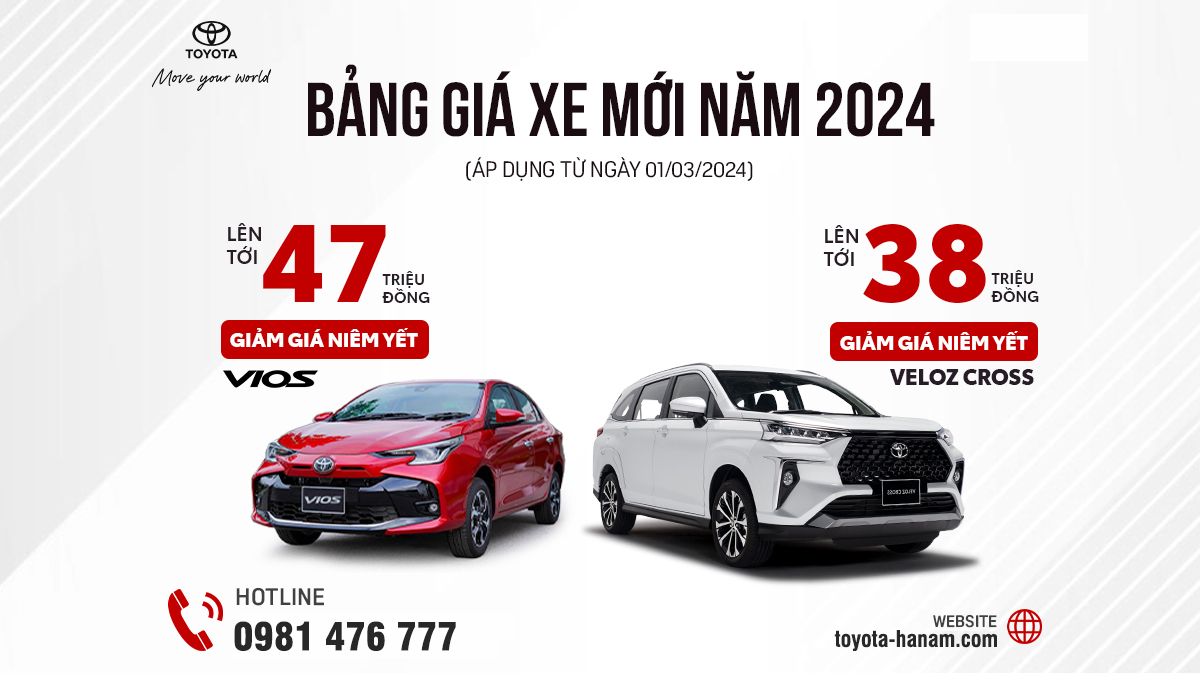 Toyota Vios, Veloz Cross Giảm Giá Niêm Yết Đến 47 Triệu