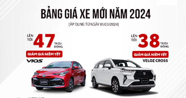 Toyota Vios, Veloz Cross Giảm Giá Niêm Yết Đến 47 Triệu