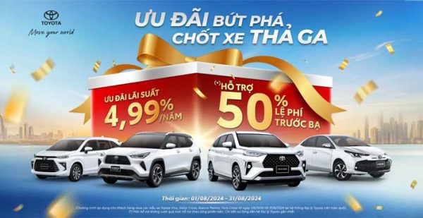 Toyota Hà Nam Hỗ Trợ 50% Lệ Phí Trước Bạ Tháng 08/2024